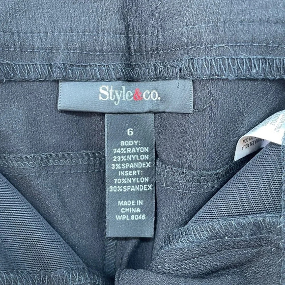 Style&co. Shorts Women's Sz 6 Black Bermuda Pleated Mid-Rise Pockets Stretch - Picture 8 of 9